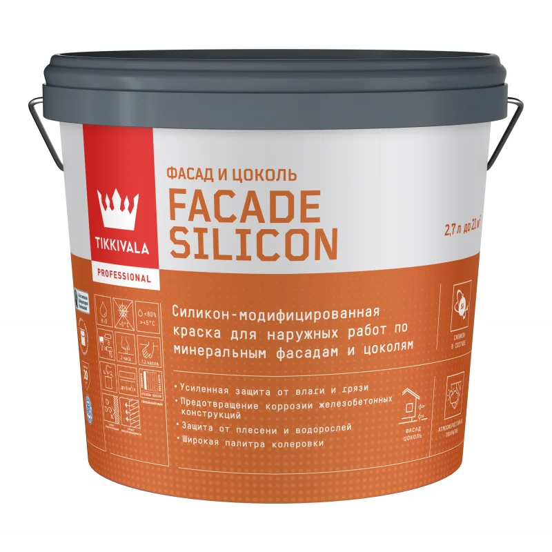 Tikkivala Facade Silicon VVA Краска фасадная гл/мат 2,7 л