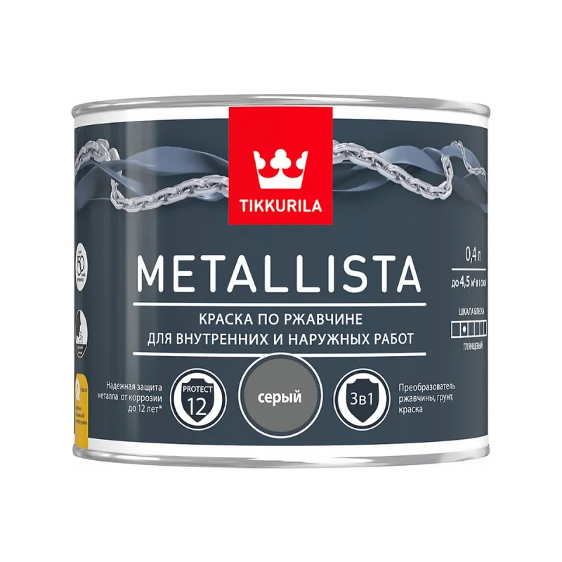 Tikkivala METALLISTA A краска по ржавчине  гл 0,9 л