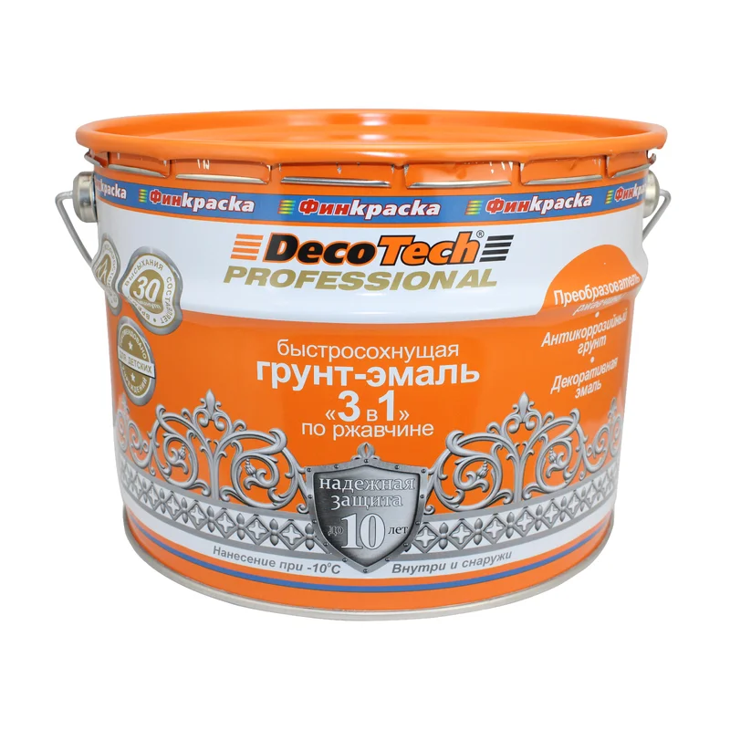 DecoTech Грунт-эмаль 3в1 черная 1,8кг под RAL9005
